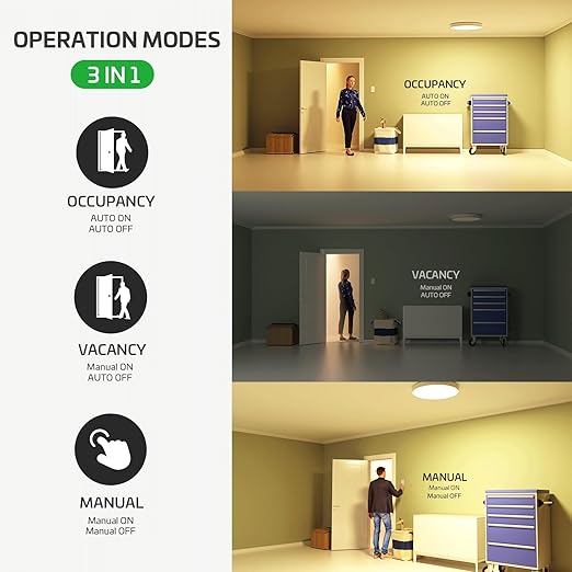 RAYZEEK Motion Sensor Light Switch, 10A, Single Pole, No Neutral Wire, PC Fireproof, 3-in-1 OCC & VAC & Manual On/Off Override Selectable, Motion Sensor Wall Switch for LED/CFL/Incandescent, UL Listed