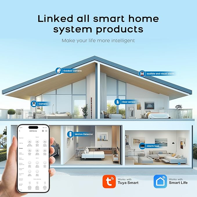 PGST 10 PCS Home Security Systems with LCD Touch Screen,Wireless GSM 4G Burglar Door Open Alarm Systems,120dB Loud Siren,Phone App Control for Villa,Apartment,Home Pets,Kids Safety