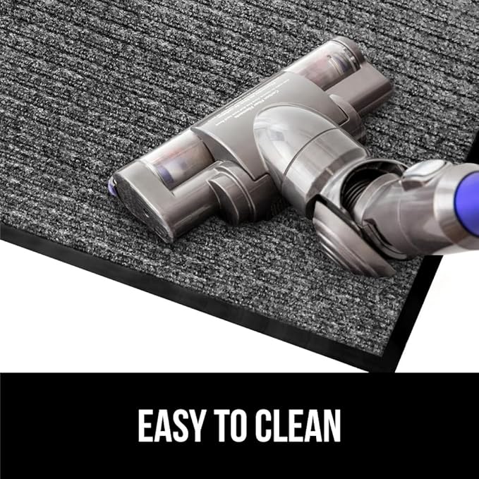 GORILLA GRIP Waterproof Traffic Guard Door Mat, 60x36, Heavy Duty Entryway Mats, Strong Rubber Back Commercial Utility Rugs for Office Hallway, Garage Floor and Home, Low Profile Carpet, Light Gray