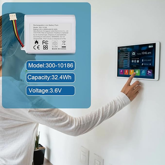 9000mAh Battery 300-10186 Replacement for ADT Command Smart Security Panel ADT5AIO-1 ADT5AIO-2 ADT5AIO-3 ADT7AIO-1, ADT 2X16 AIO Home Security System ADT2X16AIO-1 ADT2X16AIO-2 Battery 3.6V 32.4Wh