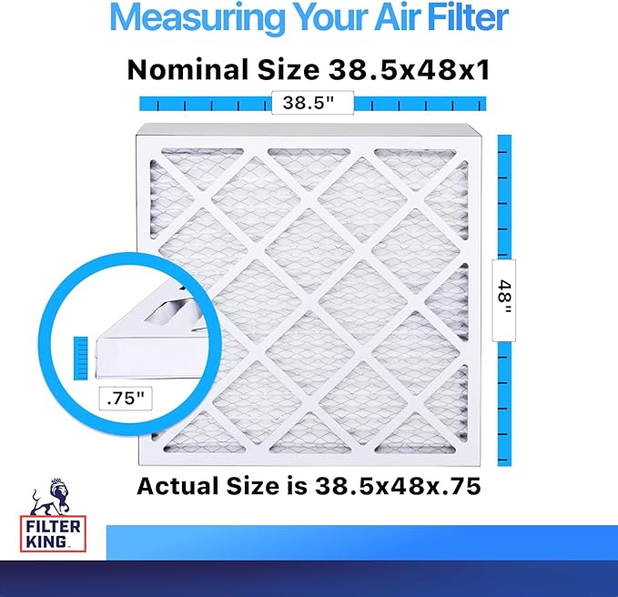 Filter King 38.5x48x1 Air Filter | 4-PACK | MERV 8 HVAC Pleated A/C Furnace Filters | MADE IN USA | Actual Size: 38.5 x 48 x .75"