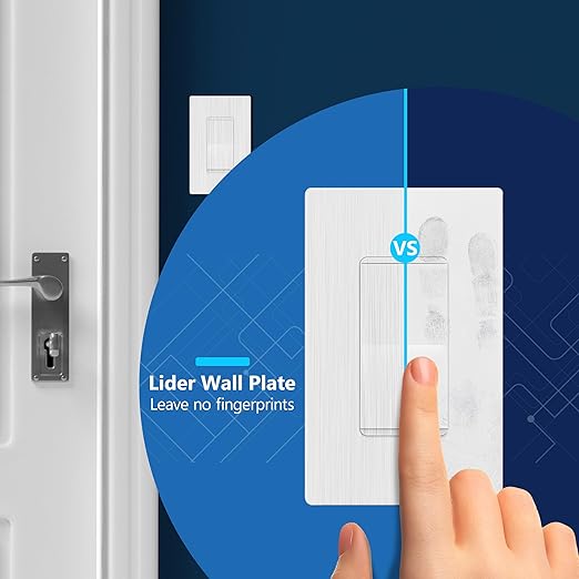 LIDER Brushed White Minimalist Design Decorator Switch with Screwless Wall Plate, Frameless Wall Light Switch, On/Off Rocker Switch, Single Pole, Residential Grade, 3 Wire, 15A 120-277VAC, 5 Pack