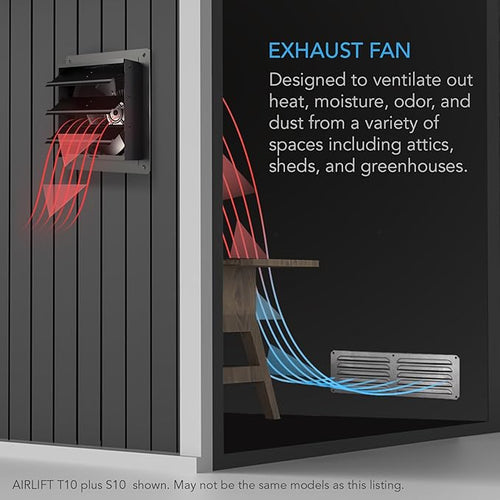 AC Infinity AIRLIFT T14, Shutter Exhaust Fan 14" with WiFi Temperature Humidity Controller, EC-Motor Wall Mount Ventilation and Cooling for Sheds, Attics, Workshops, and Greenhouses