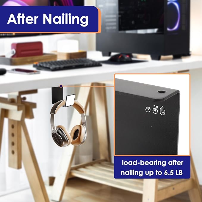 VKheroKV HC128 Headphone Holder Hanger for Desk, Include Adhesive Strips, Universal Headset Stand for PS4/PS5/Xbox/PC/Mac/Headphones Game Controller Hanger (X Shaped)