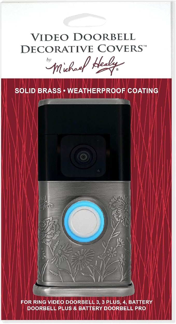 Garden Video Doorbell Cover (Compatible with Ring 3, 3 Plus, 4, Battery Plus, and Battery Pro) (Antique Pewter)