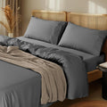 LBRO2M 100% Cotton Sheets Set Deep Pocket 24", 1000 Thread Count Full Size 4 Piece Bed Sheet Sets Soft Comfortable Bedding All Season (Full, Dark Gray)