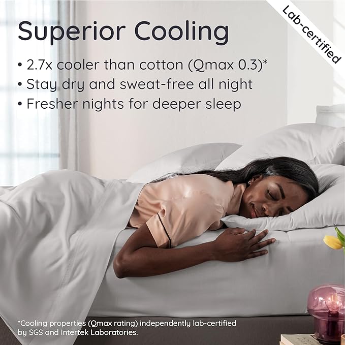 Bambaw 100% Viscose Derived from Bamboo Bed Sheets Full Size Set – 4pcs Breathable & Cooling Sheet Set for Hot Sleepers, Super Soft Full Size Sheets, with Elastic Corner Straps (Moonlight Gray)