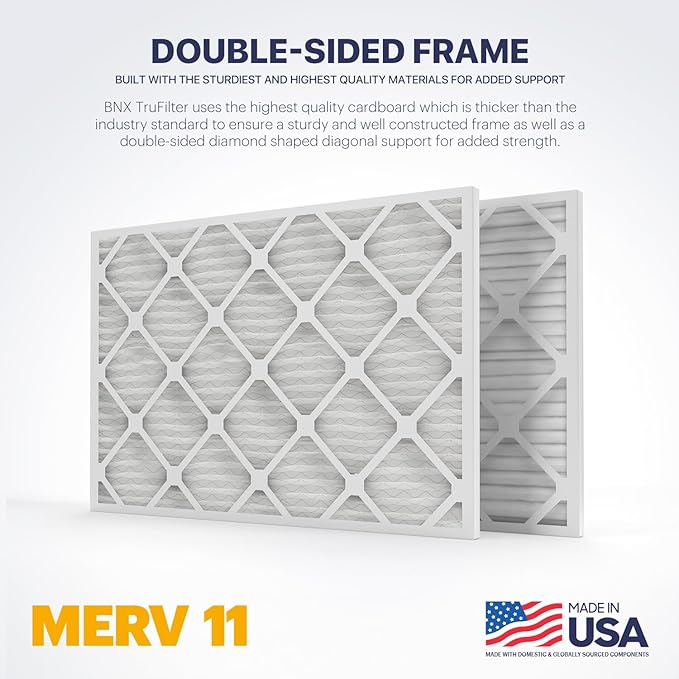 BNX TruFilter 10x10x1 Air Filter MERV 11 (4-Pack) - MADE IN USA - Allergen Defense Electrostatic Pleated Air Conditioner HVAC AC Furnace Filters for Allergies, Dust, Pet, Smoke, Allergy MPR 1200 FPR 7