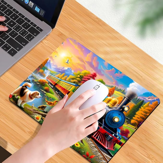 Train Square Mouse pad, Texture, Waterproof, Anti Slip Rubber Base, Computer Mouse pad, Laptop Mouse pad