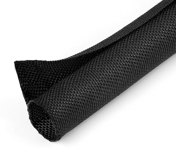 HOLED 3/16 inch Split Braided Cable Management Sleeve for USB Cable Power Cord Audio Video Cable, Wire Loom Cord Protector from Cat Dog Chewing (Black, 10FT)