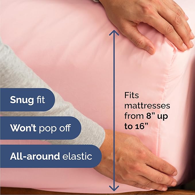 Cal King 6 Piece Sheet Set - Cooling, Comfy & Breathable - Hotel Luxury Bedding, Includes Fitted Sheet for Women, Men, Kids & Teens - 1 Flat, 1 Fitted Sheet, 4 Pillowcases w/Deep Pockets - Baby Pink