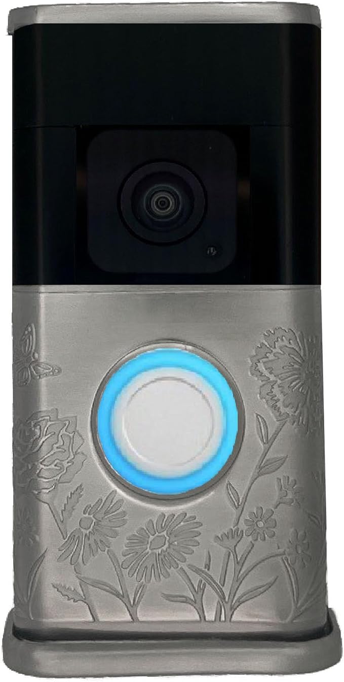Garden Video Doorbell Cover (Compatible with Ring 3, 3 Plus, 4, Battery Plus, and Battery Pro) (Nickel Silver)