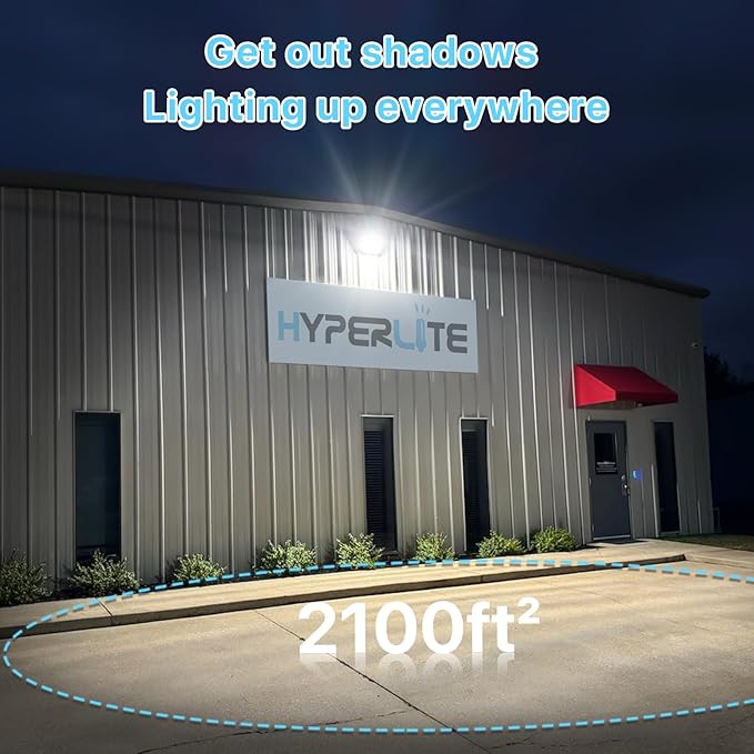 HYPERLITE LED Wall Pack Light: 120W Glass Lens LED Wall Packs Outside Lighting - 18000lm Flood Lights Outdoor with photocell 4 Packs for Area Parking Lot Driveway UL Listed