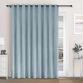Macochico 100% Blackout Chenille Curtains for Sliding Door Thermal Insulated Noise Reducing Drapery for Living Room Bedroom Hotel, Grommet Curtains with Tieback, Light Blue, 120" Wx96 L 1 Panel