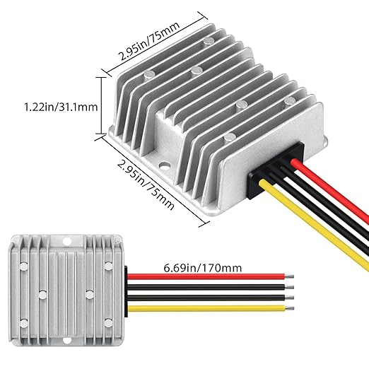 LeMotech DC 24v to 12v Converter 10A 120W Step Down Converter Voltage Reducer IP68 Waterproof Transformer for Golf Cart Truck Boat Vehicle