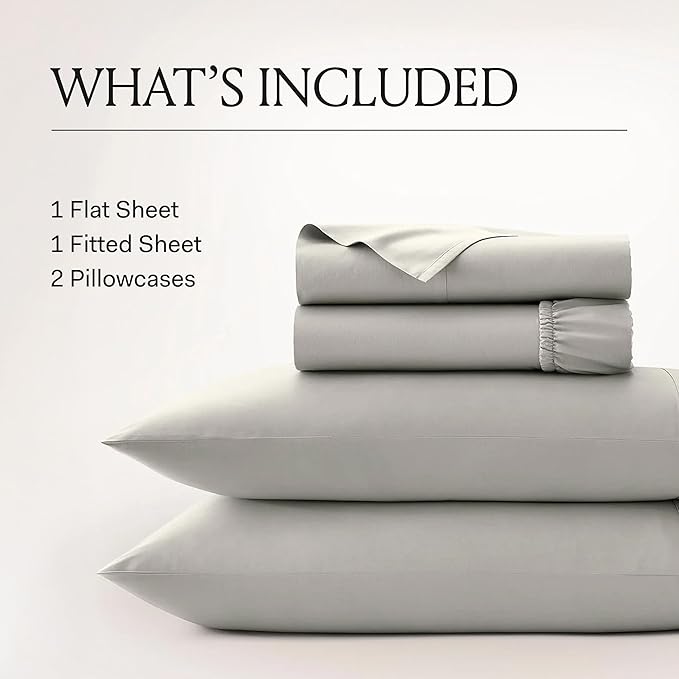 BOLL & BRANCH Signature Hemmed Sheet Set - Full, Shore - Luxury 100% Organic Cotton - Includes 1 Flat, 1 Fitted, 2 Pillowcases - Buttery Soft