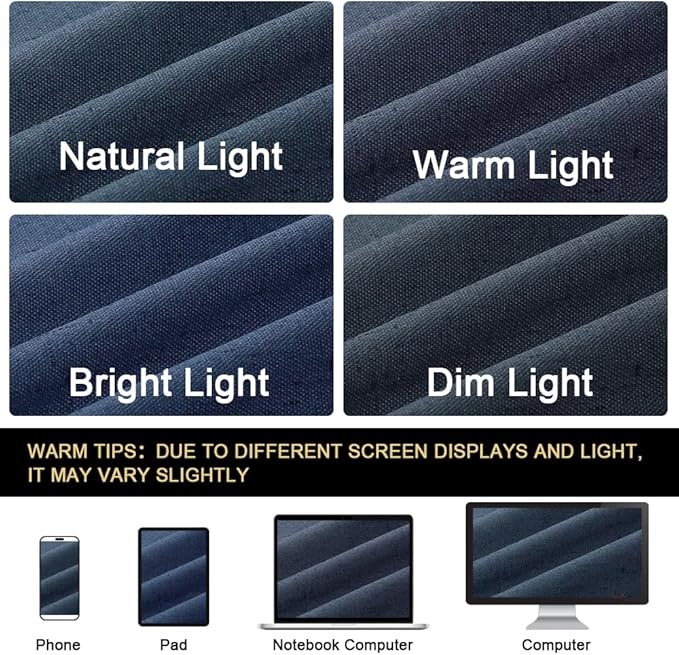 PrinceDeco Navy Blackout Curtains 84 Inches Long, 100% Light Blocking Thermal Insulated Room Darkening Curtains, Energy Saving Window Treatment Curtain Drapes, Burlap Fabric with White Liner,2 Panels