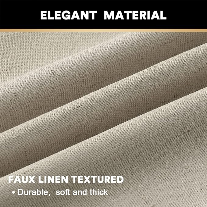 PrinceDeco 100% Blackout Curtains 84 Inches Length 2 Panels Set Blackout Linen Curtains with Thermal Insulated White Liner Anti-Rust Grommet Drapes Privacy Protection,W42 X L84,Cobblestone