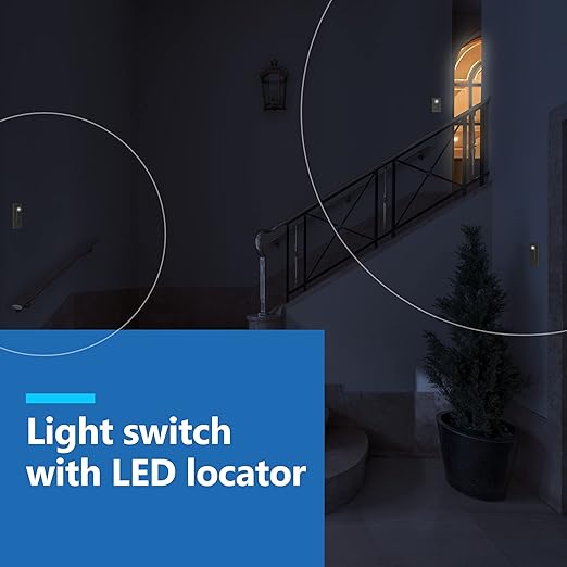 LIDER Minimalist Design Matte Finish Lighted 4-Way Decorator Light Switch, Four Way Frameless Rocker Switch, Residential/Commercial Grade, 15A 120V/277V, UL Listed, LS15-4W-LA, Light Almond