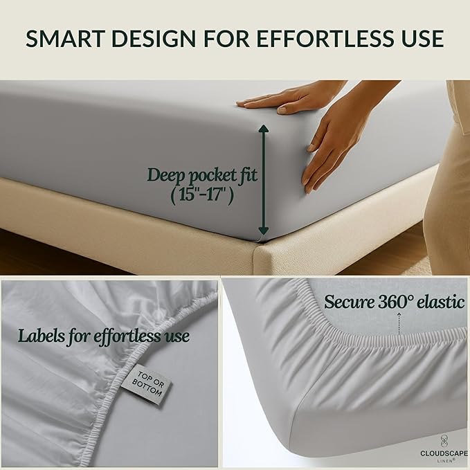 Egyptian Cotton Twin XL Size Sheets Set, 4 Silver