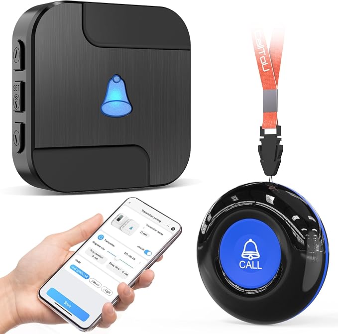CallToU Wi-Fi Wireless Caregiver Pager Call Button for Elderly at Home, APP Emergency Alert Fall Help System for Seniors, Patients/Disabled Monitoring at Home