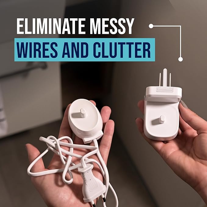 ProofVision Electric Toothbrush Wall Charger for US Socket for Oral-B/Braun (Excludes iO 7–10, Pulsonic) | Portable Oral-B Charging Station, Wireless, IPX7 Seal, with 2 Compatible Toothbrush Heads