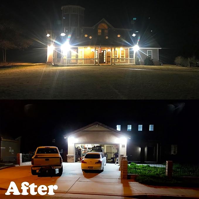 SANSI 36W 3600LM Motion Sensor Outdoor Lights, 50,000 Hrs Lifespan LED Flood Light Outdoor Motion Sensor, 350W Equiv 5000K Dusk to Dawn IP65, Super Bright for Yard Garage, White, Wired
