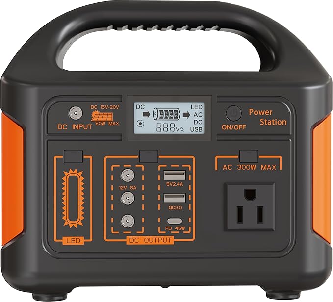KAIYUEKJ Portable Power Station 256Wh LiFePO4 Battery, 300W (Peak 600W) Backup Lithium Battery, Solar Generator for Outdoors Camping Travel Hunting Blackout