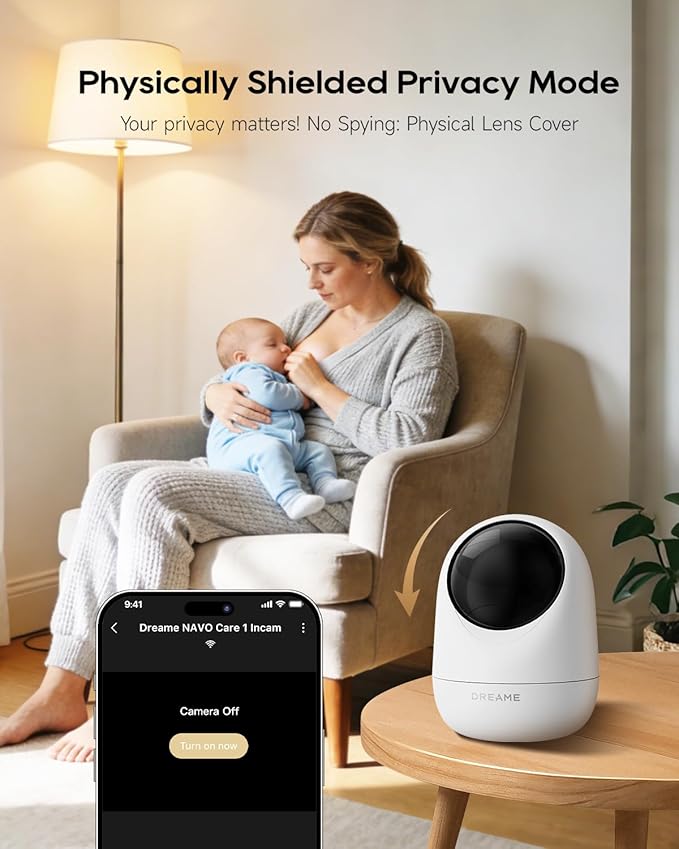 DREAME 2.5K Pet Dog Camera, Indoor Security Camera, Dual-Band 5G/2.4G Wi-Fi, Auto-Tracking, 360° Pan-Tilt, Cloud & 256GB SD Storage, 2-Way Audio, Physical Privacy Mode, Work with Alexa & Google, White