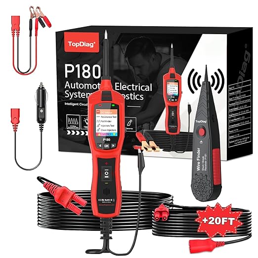 Circuit Breaker Finder Tool, Battery Tester, AC DC Voltage Tester, Fuel Injector Tester, 9V-30V Automotive Circuit Tester with 40FT Cable, P180