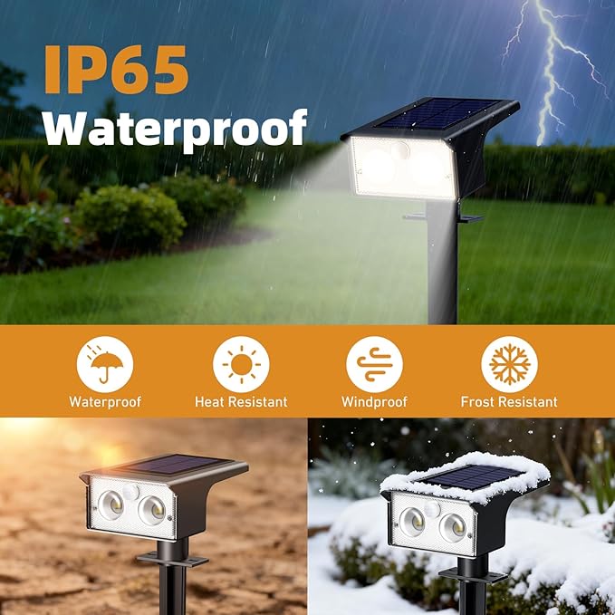 btfarm Solar Spot Lights Outdoor Waterproof, 8 Pack/3 Modes Motion Sensor Lights, Solar Powered Spotlights 2-in-1 Auto On/Off for Outside Pathway Yard Garden Landscape Lighting, Cool White