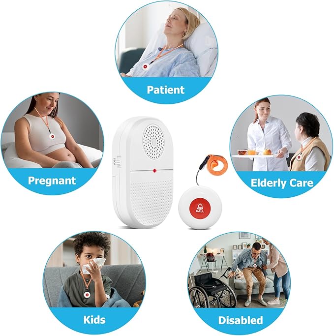CallToU Caregiver Pager Call Button Elderly Wireless Call Button Vibration Pager Nurse Calling Alert System for Home Elderly Disabled Patient 1 Transmitters 1 Receiver