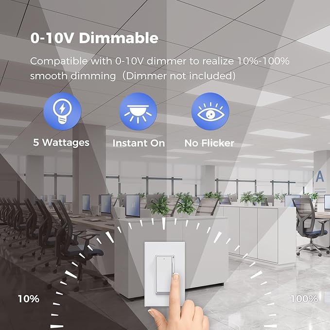 Aphyni 30 Pack 2x4 LED Flat Panel Light, Bright 9100LM Flush Mount Office Kitchen Ceiling Light Fixtures,Dimmable,Selectable 5 CCT 3000K/4000K/5000K/5700K/6500K, 5 Wattages 30W/40W/50W/60W/70W