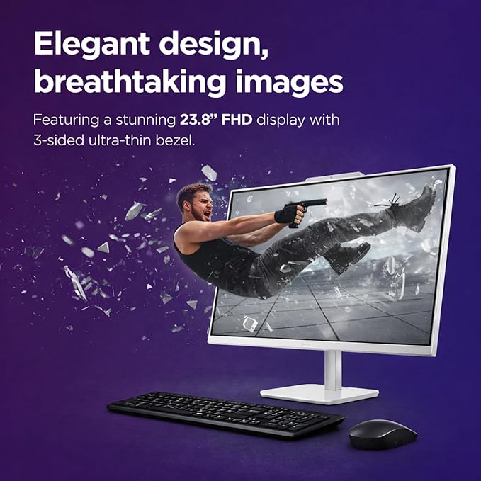Lenovo 24" FHD All-in-One Desktop Computer - 16GB RAM - 512GB SSD - Intel 13th 8 Cores i3 CPU (Beat 11th i5) - Keyboard and Mouse - Windows 11 - Lifetime Office 365 for The Web