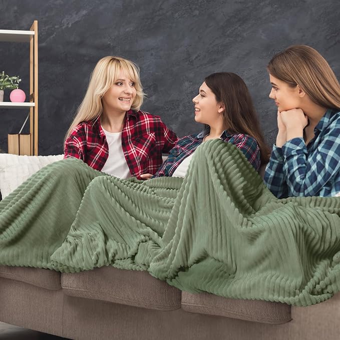 Buryeah 24 Pcs Flannel Throw Blanket Bulk 50 x 60 in Sleepover Blanket Outdoor Wedding Throw Lightweight, Oeko-tex Standard 100 Certified for Sofa Homeless Gifts (Sage Green)