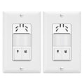 TOPGREENER Dual Tech Humidity Sensor Switch, Infrared PIR Motion & Air Moisture Detection, Bathroom Fan & Light Control, Adjustable Timing, Neutral Wire Required, UL Listed, TDHOS5-2PCS, White 2 Pack