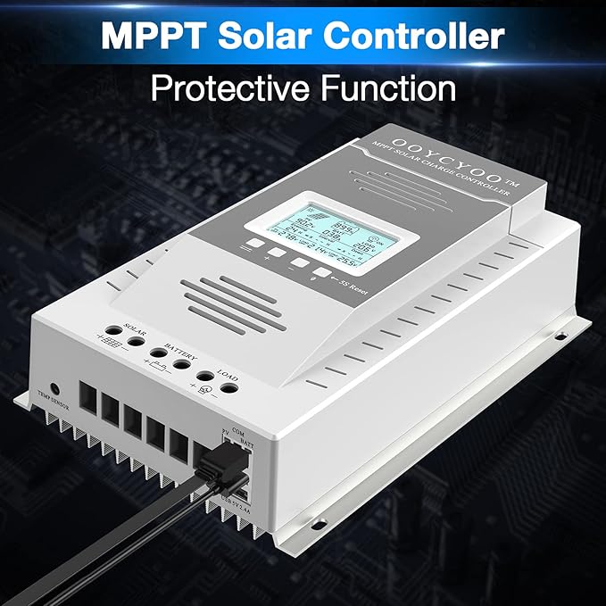 OOYCYOO MPPT Charge Controller 100 amp 12V/24V Auto, 100A Solar Panel Charge Regulator with Blacklight LCD Display Max 100V for Lead-Acid Sealed Gel AGM Flooded Lithium Battery