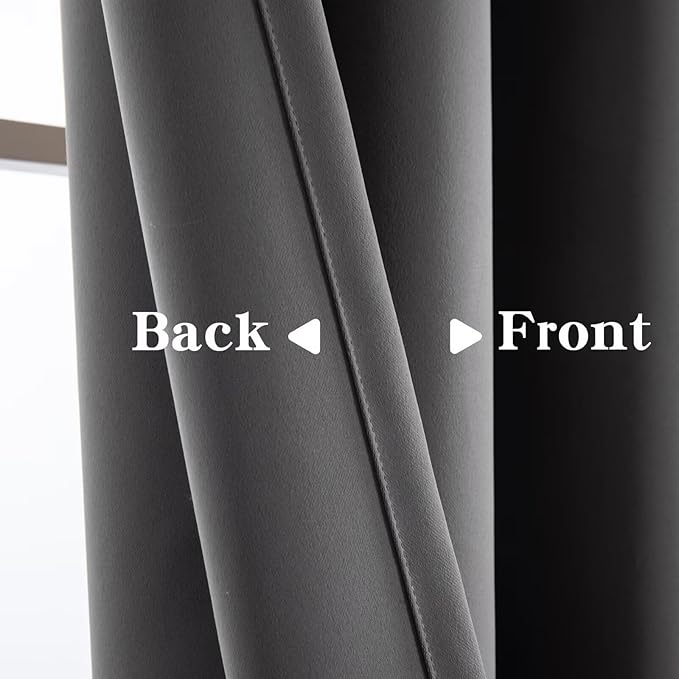 Blackout Curtains 90 Inches Long 2 Panels Set, Light Grey Curtains Thermal Insulated Room Darkening Drapes for Bedroom, Rod Pocket Light Blocking Drapes Living Room(52W × 90L, Light Grey)
