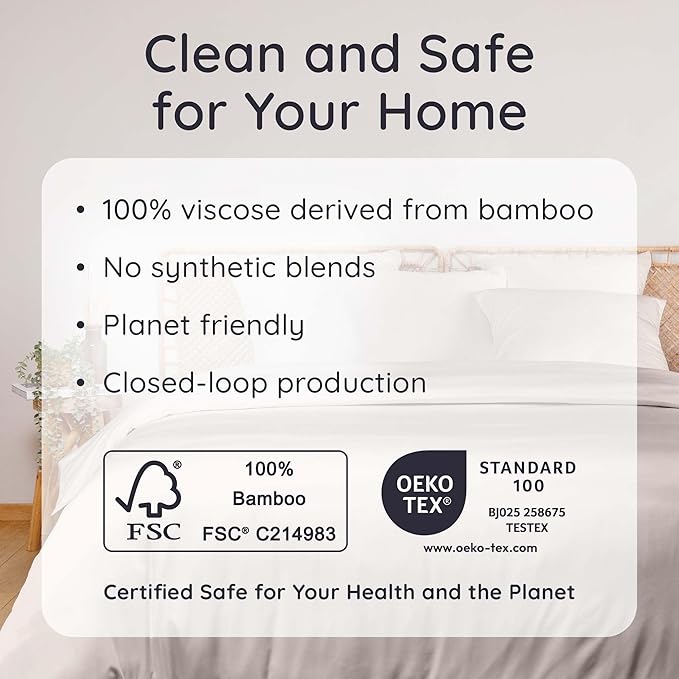 Bambaw 100% Viscose Derived from Bamboo Sheets King Size Set – 6pcs Deep Pocket King Sheets Cooling, Fits Up to 16'' with Elastic Corner Straps, Super Soft Bedding Set (Sand)