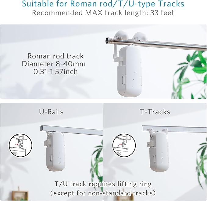 Tripvyantic Automatic Curtain Opener Smart Electric: Remote Control Motorized Curtain Robot for Bedroom Living Room Window - No WiFi Needed - 20KG Load/ 6-Month Battery for Home/Office/Nursery
