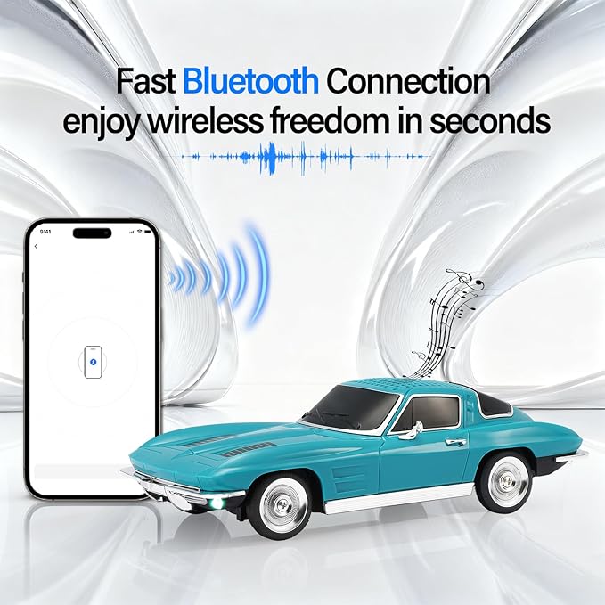 WSTER Retro American Style car Bluetooth Speaker, Portable Wireless Outdoor Speaker, TWS Stereo, Support USB/TF/AUX, Party Bluetooth Speaker with Microphone,Classic car Gifts for Men(Green)