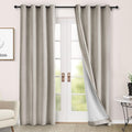 Macochico 100% Blackout Curtains Luxury Chenille Curtains for Living Room Thermal Blackout Curtains for Bedroom Hotel Banquet Classic Decor Beige Taupe Curtains with Tieback 72"Wx96"L Grommet 1 Panel