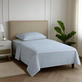 Carressa Linen Striped Egyptian Cotton Sheets Twin XL Size - 600 Thread Count 3 PC Damask Twin XL Sheets Deep Pockets, Sateen Weave College Dorm Bedding, Fits Mattress Upto 18"- Light Blue Stripe