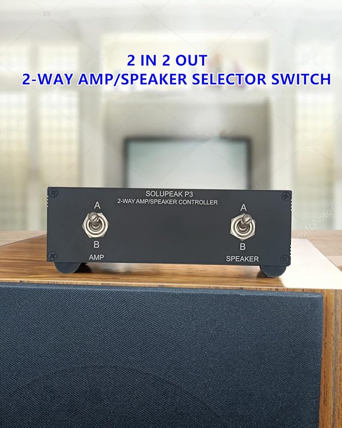 SOLUPEAK P3 2-Way AMP Amplifier to 2 Pair of Speakers Selector Switch Switcher Splitter Combiner Box 2 in 2 Out