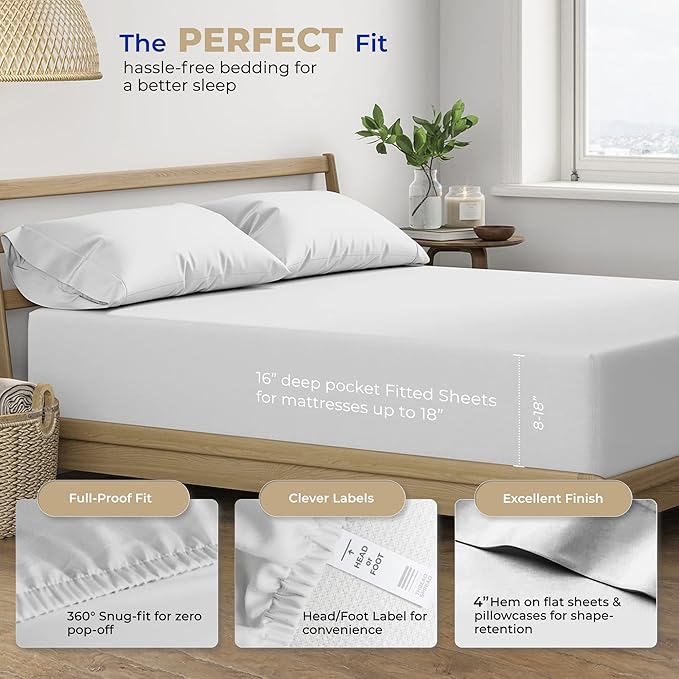 THREAD SPREAD 2-Pack Twin Cotton Sheets Sets - 400 Thread Count 100% Cotton Sateen Weave - Soft, Breathable, Hotel Quality Cooling Sheets, 2 Sets of Twin Size Deep Pocket Bed Sheets (Silver Grey)