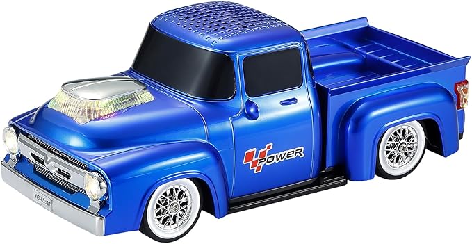 Vintage Pickup Truck Bluetooth Speaker, Retro Truck Model with HD Sound, Built-in Mic, LED Party Lights, TWS Dual Pairing, Multi-Interface Output, Portable Outdoor Speaker for Parties & Beach (BLUE)