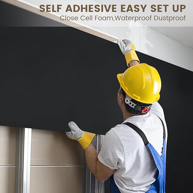 Self-Adhesive Sound Insulation Acoustic Foam, 107sqft x 0.2in Thick，50+kg/m³，Sound Proof Padding,Fire,Water Resistant ,Thermal Insulation,Cold Proof Acoustic Treatment Foam