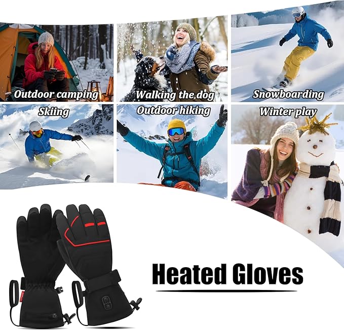 FEETMOR Heated Gloves for Men Women - Upgraded Rechargeable Dual-Heated Winter Gloves for Motorcycling, Hunting, Skiing