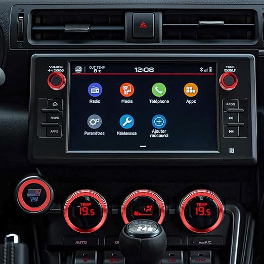 Auovo AC Knob Rings Trims Compatible with Subaru BRZ 2022-2026 for Toyota GR86 2022-2025 2026 Interior Accessories Air Conditioning Radio Switch Cover Audio Volume Button Ring (Knob Trims-6PCS, Red)