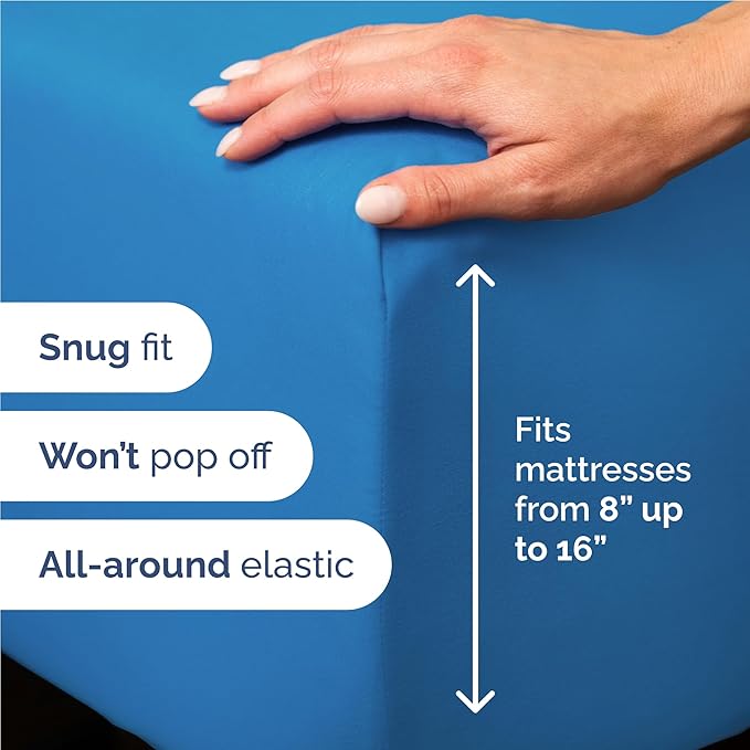 Full 6 Piece Sheet Set - Cooling, Comfy & Breathable - Hotel Luxury Bedding, Includes Fitted Sheet for Women, Men, Kids & Teens - 1 Flat, 1 Fitted Sheet, 4 Pillowcases with Deep Pockets - Royal Blue